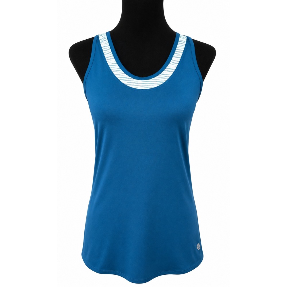 Cross Court Womens Pullover Scoop Neck Athletic Tennis Tank Top Medium Blue Knit
